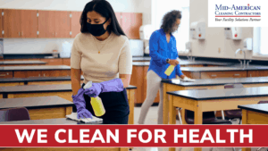 Janitorial Professionals cleaning a classroom