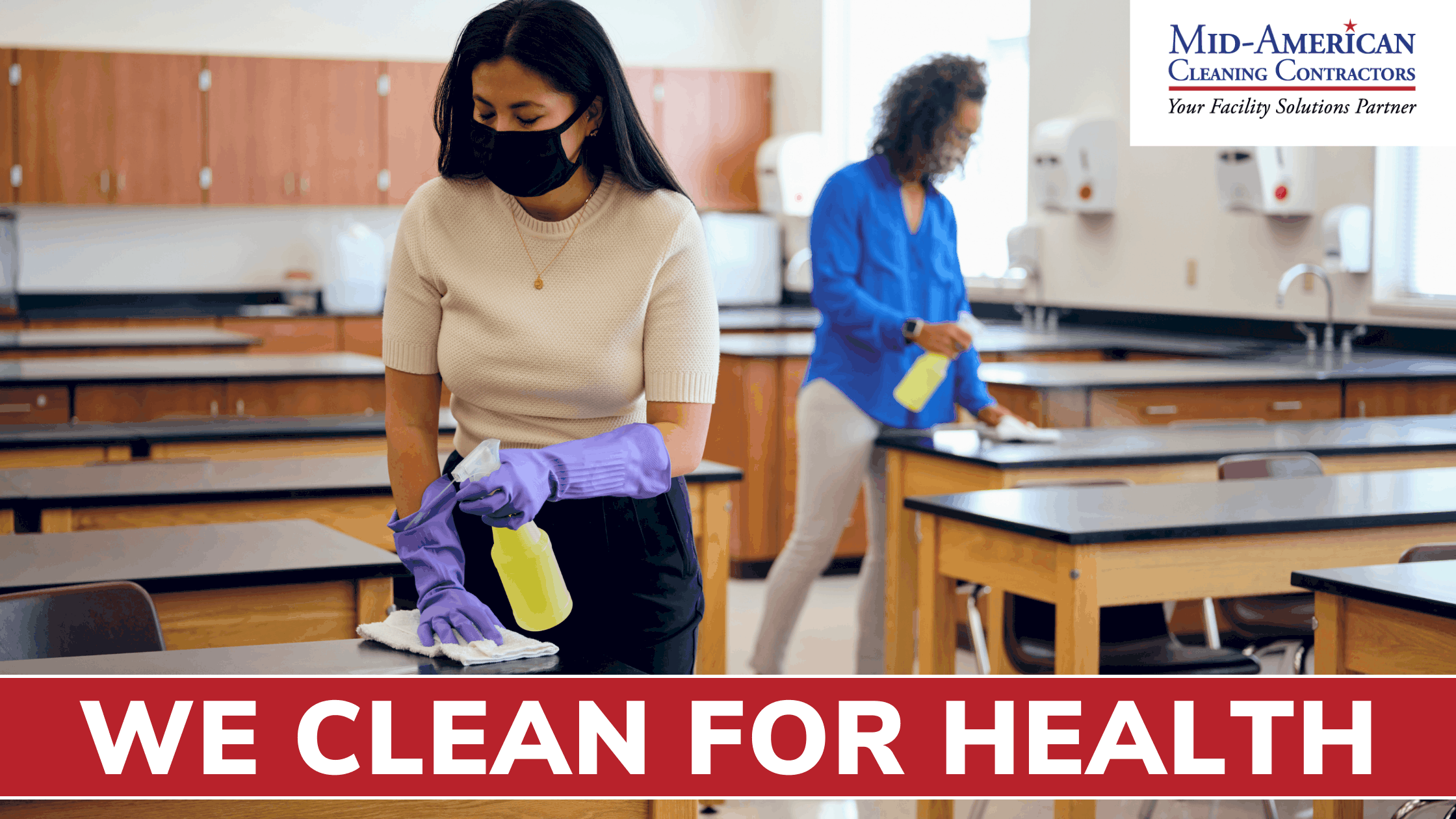 Janitorial Professionals cleaning a classroom